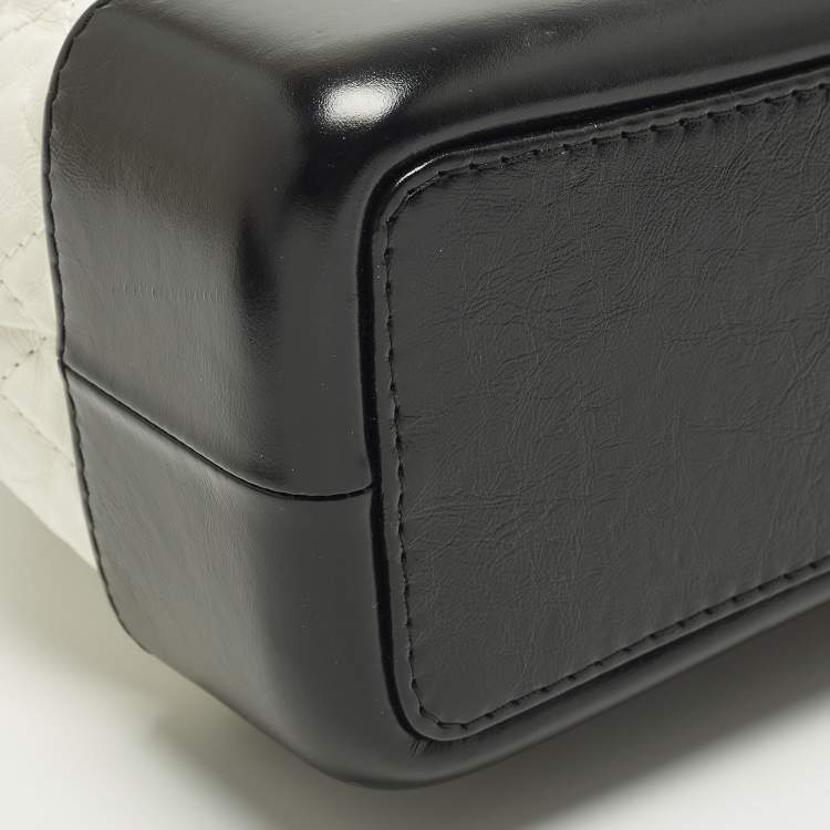 Pre Owned Chanel Gabrielle Mini White/Black Aged Leather Mini Backpack