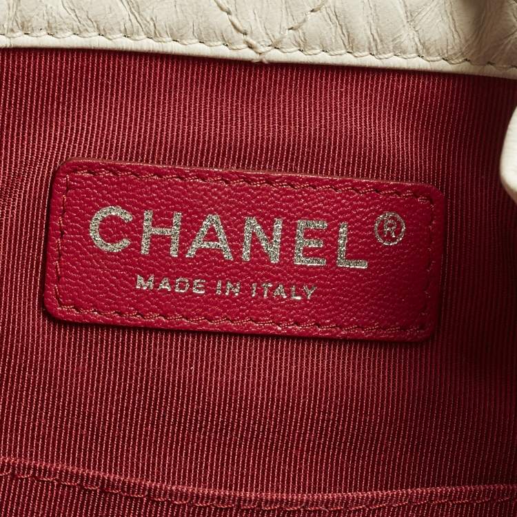 Pre Owned Chanel Gabrielle Mini White/Black Aged Leather Mini Backpack