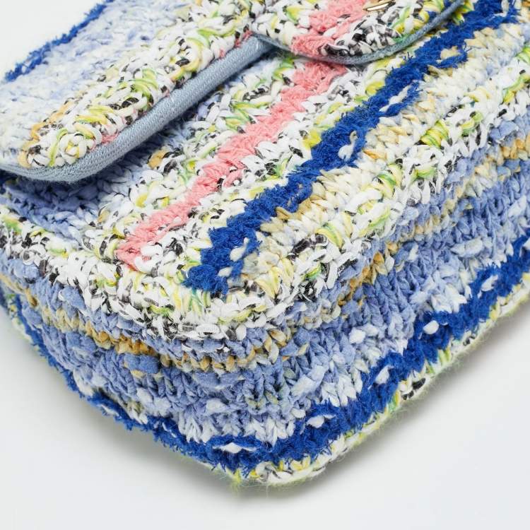 Pre Owned Chanel Classic Single Mini Multicolor Quilted Tweed Flap Bag