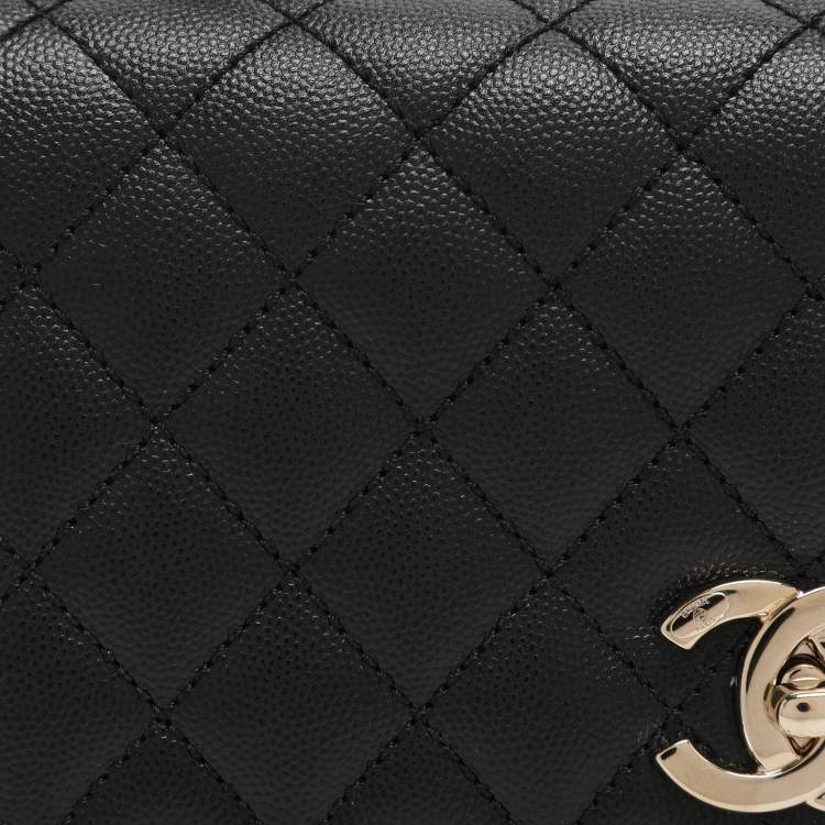 Pre Owned Chanel Coco Handle Large Black Quilted Caviar Leather Top Handle Bag
