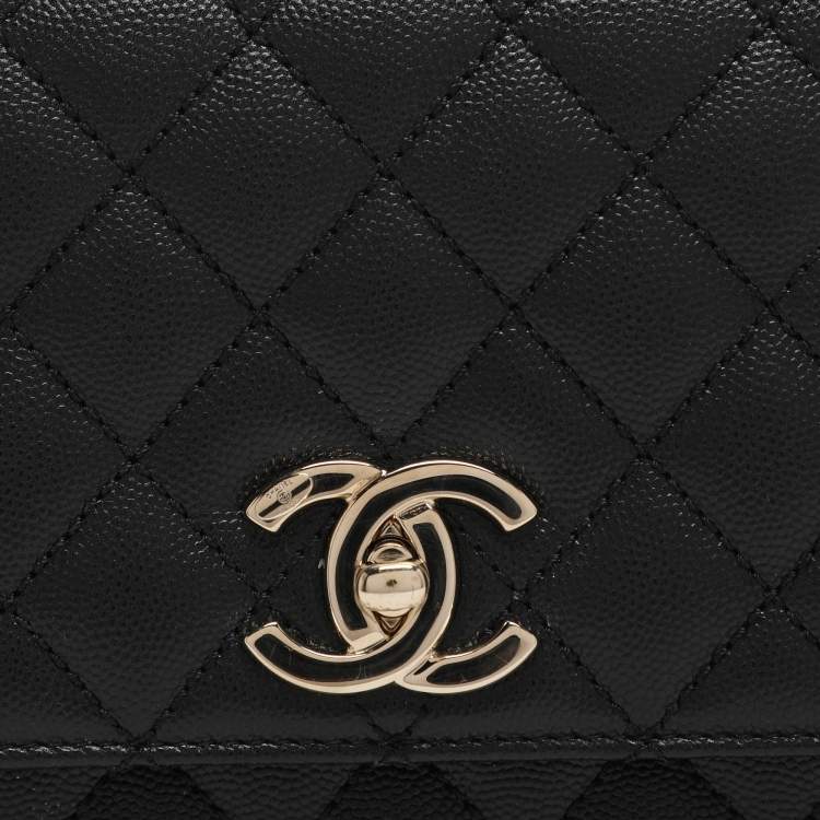 Pre Owned Chanel Coco Handle Large Black Quilted Caviar Leather Top Handle Bag