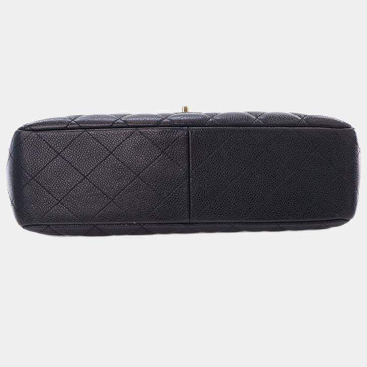 Pre Owned Chanel Black Jumbo Classic Caviar Single Flap