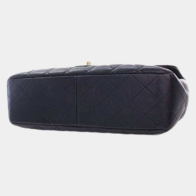 Pre Owned Chanel Black Jumbo Classic Caviar Single Flap