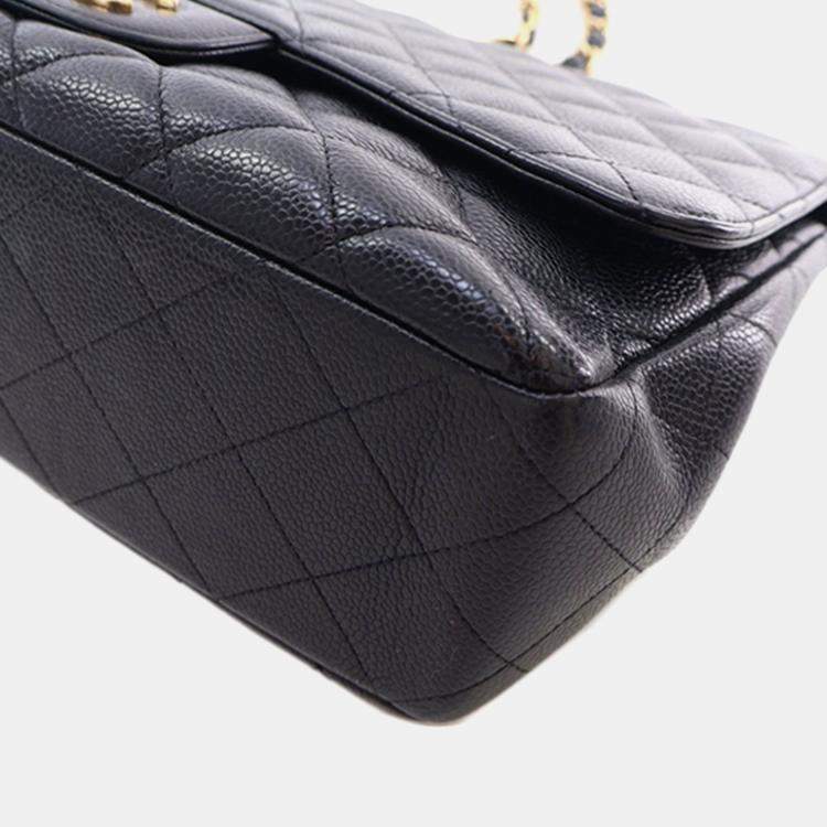 Pre Owned Chanel Black Jumbo Classic Caviar Single Flap