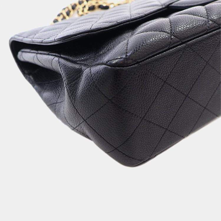 Pre Owned Chanel Black Jumbo Classic Caviar Single Flap