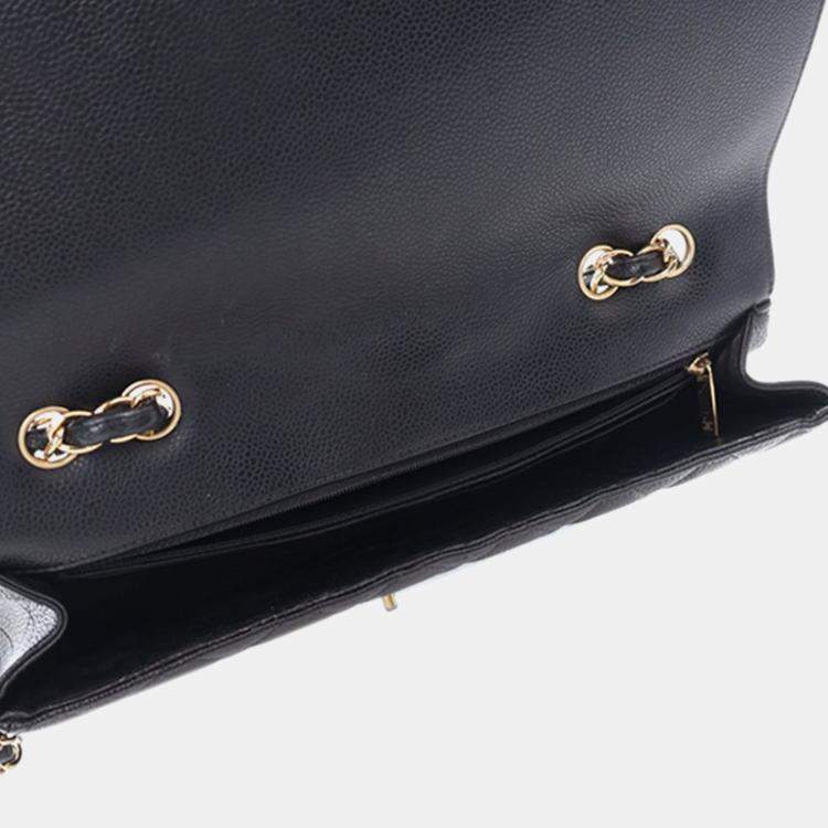 Pre Owned Chanel Black Jumbo Classic Caviar Single Flap