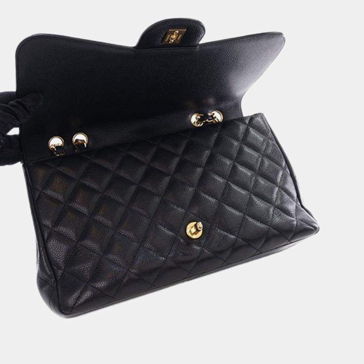 Pre Owned Chanel Black Jumbo Classic Caviar Single Flap