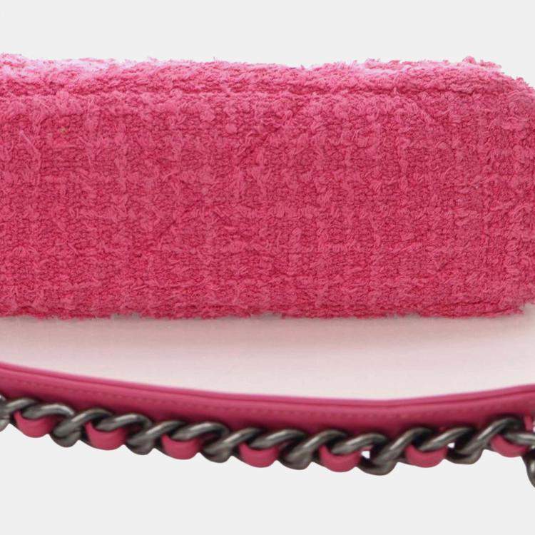 Pre Owned Chanel Pink Medium Tweed 19 Flap