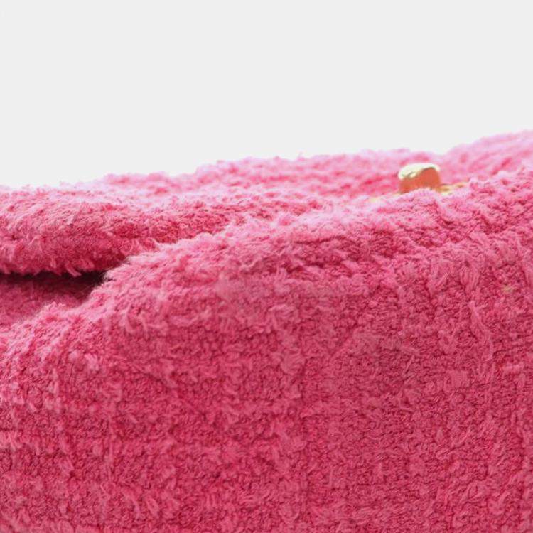 Pre Owned Chanel Pink Medium Tweed 19 Flap