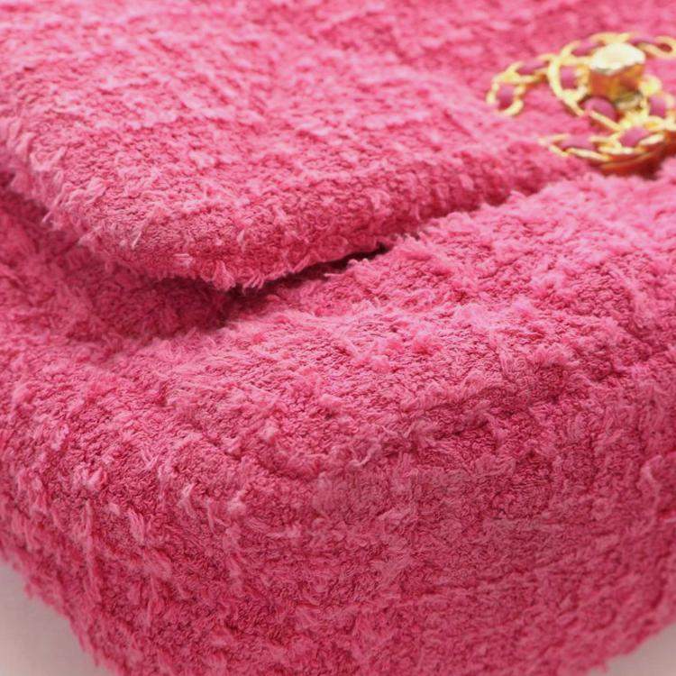 Pre Owned Chanel Pink Medium Tweed 19 Flap