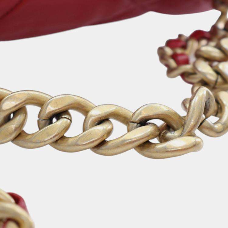 Pre Owned Chanel Red Large Lambskin 19 Flap