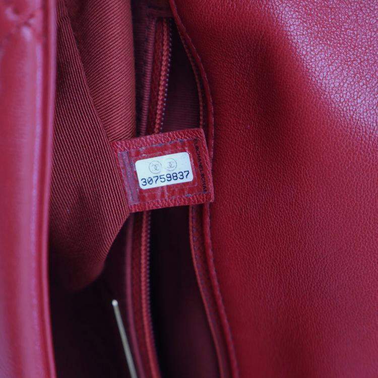 Pre Owned Chanel Red Large Lambskin 19 Flap