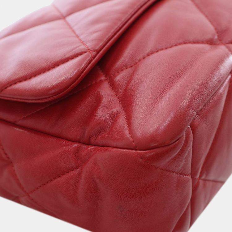 Pre Owned Chanel Red Large Lambskin 19 Flap