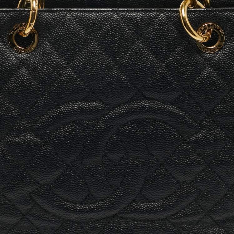 Pre Owned Chanel GST Black Caviar Quilted Leather Tote