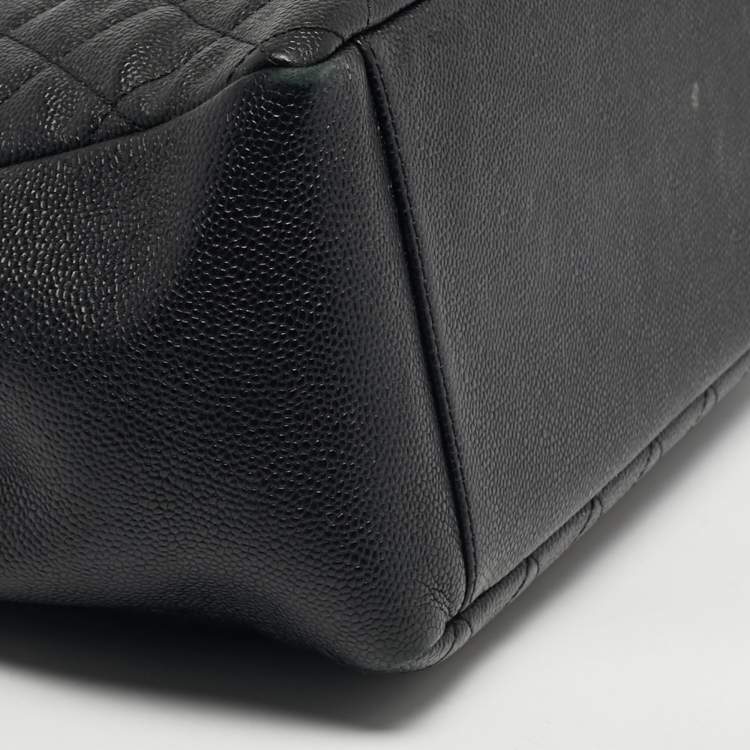 Pre Owned Chanel GST Black Caviar Quilted Leather Tote
