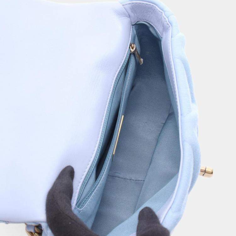 Pre Owned Chanel 19 Disneuf Shoulder Bag Cotton And Jersey Blue