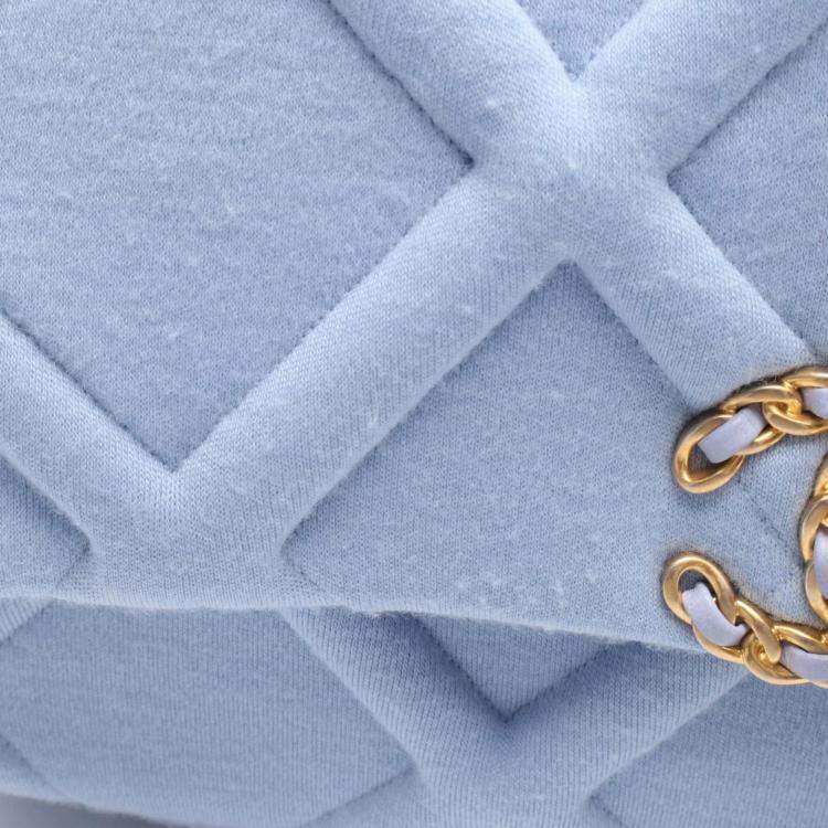 Pre Owned Chanel 19 Disneuf Shoulder Bag Cotton And Jersey Blue