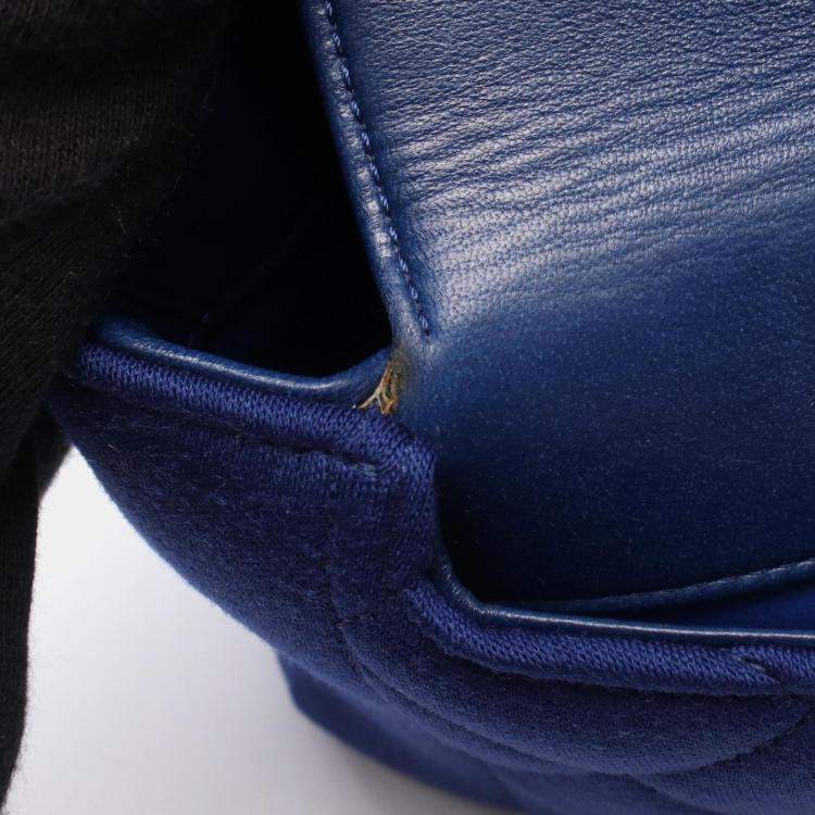 Pre Owned Chanel Matelasse Diana Flap Shoulder Bag Cotton And Jersey Blue