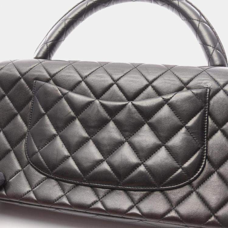 Pre Owned Chanel Matelasse Parent-Child Handbag Lambskin Leather Black