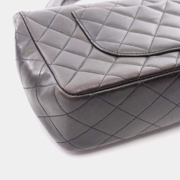 Pre Owned Chanel Matelasse Parent-Child Handbag Lambskin Leather Black