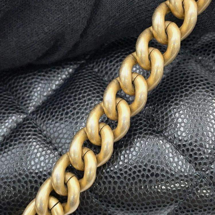 Pre Owned Chanel Chain Wallet Boy Matelasse Coco Mark Black