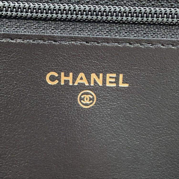 Pre Owned Chanel Chain Wallet Boy Matelasse Coco Mark Black