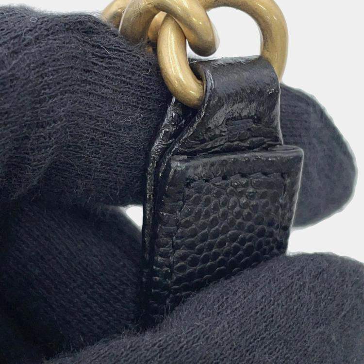 Pre Owned Chanel Chain Wallet Boy Matelasse Coco Mark Black