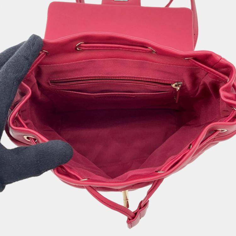 Pre Owned Chanel Backpack Matelasse Coco Mark Chain Lambskin