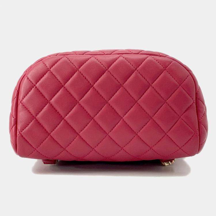 Pre Owned Chanel Backpack Matelasse Coco Mark Chain Lambskin