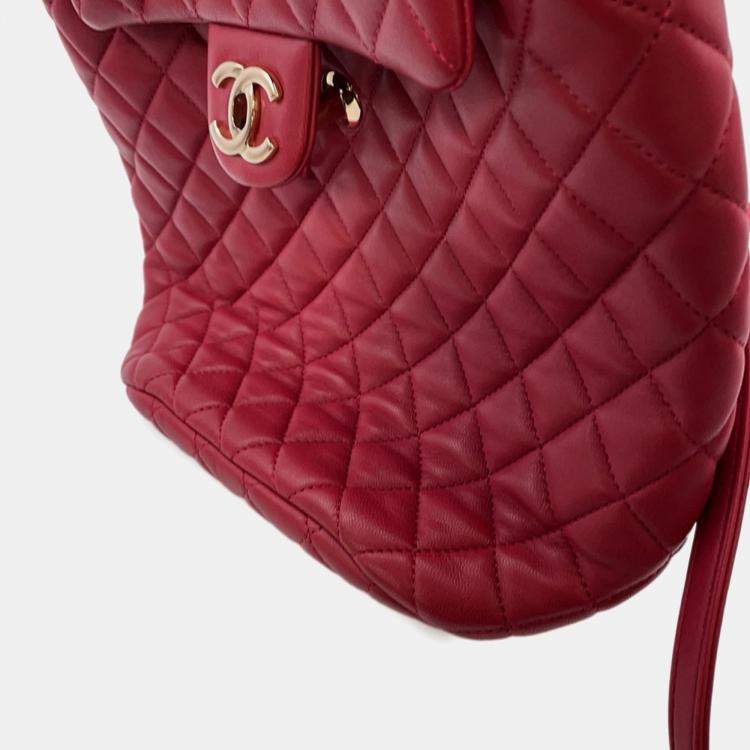 Pre Owned Chanel Backpack Matelasse Coco Mark Chain Lambskin