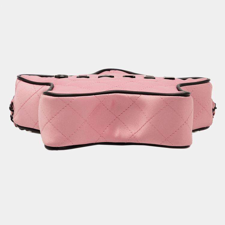 Pre Owned Chanel Pink Quilted Satin Walk Of Fame Star Crossbody