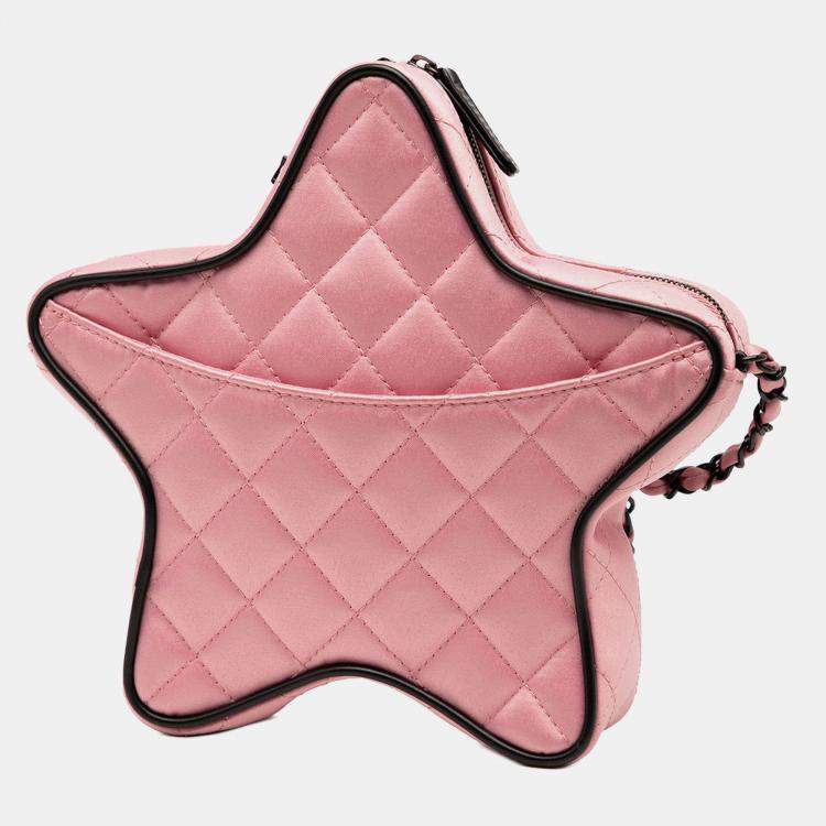 Pre Owned Chanel Pink Quilted Satin Walk Of Fame Star Crossbody