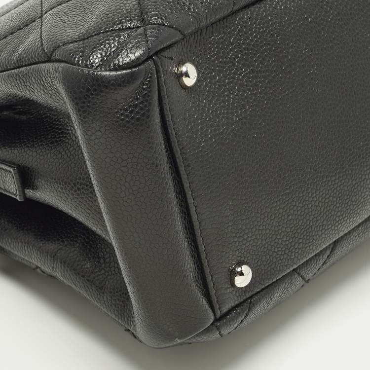 Pre Owned Chanel CC Timeless Black Caviar Quilted Leather Shopper Tote