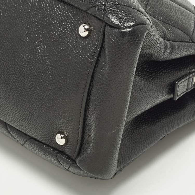 Pre Owned Chanel CC Timeless Black Caviar Quilted Leather Shopper Tote