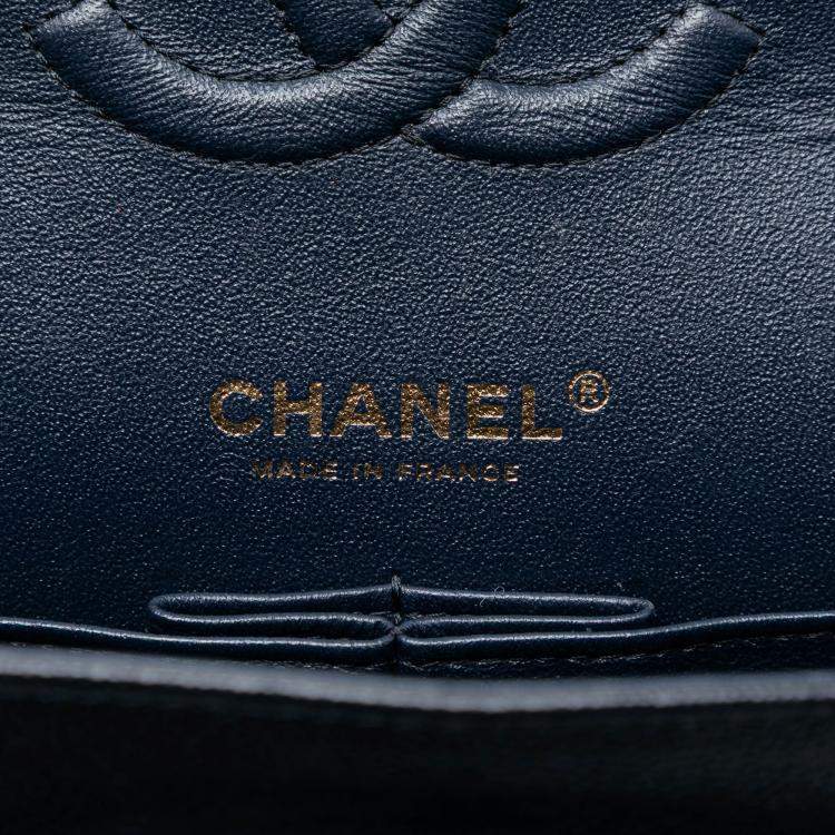 Pre Owned Chanel Blue Medium Classic Caviar Double Flap