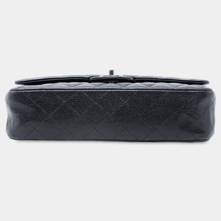 Pre Owned Chanel Black Medium Classic Caviar Double Flap