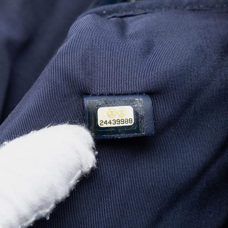 Pre Owned Chanel Blue Large Quilted Caviar O Case Clutch