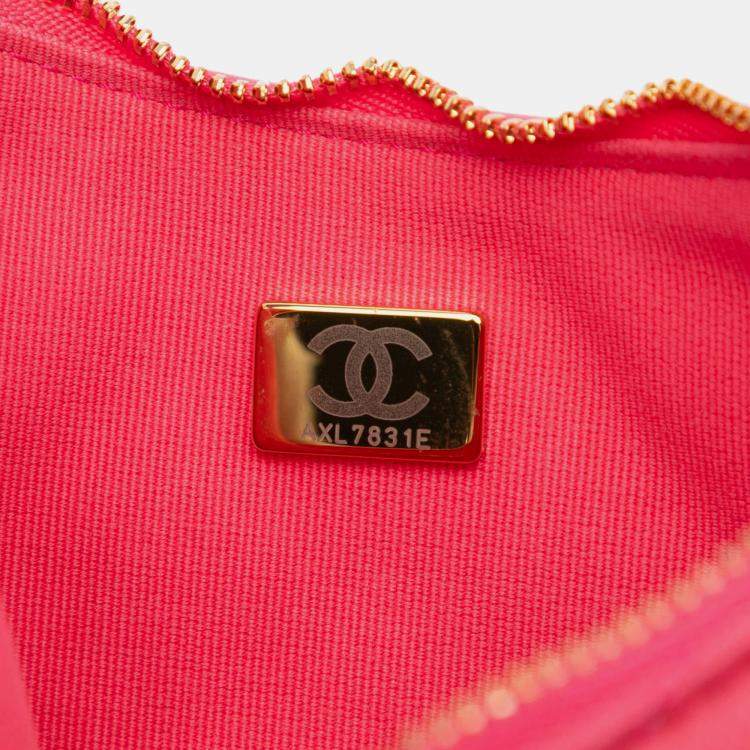 Pre Owned Chanel Pink Small Quilted Lambskin Chain Around Hook Hobo Bag