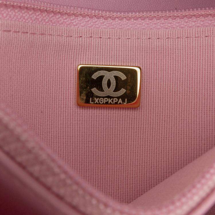 Pre Owned Chanel Pink Quilted Lambskin 19 Wallet on Chain