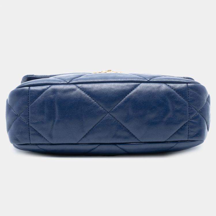 Pre Owned Chanel Blue Medium Lambskin 19 Flap