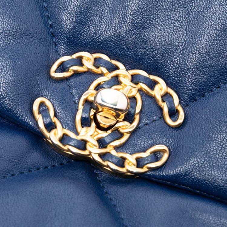 Pre Owned Chanel Blue Medium Lambskin 19 Flap