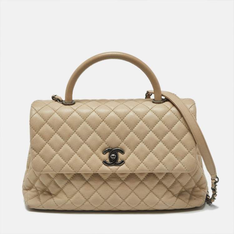 Pre Owned حقيبة شانيل كوكو جلد نقشة السحلية وجلد كافيار أحمر/ رصاصي متوسطة بيد علوية