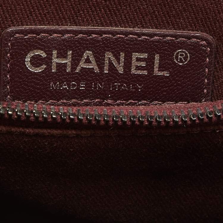 Pre Owned حقيبة شانيل كوكو جلد نقشة السحلية وجلد كافيار أحمر/ رصاصي متوسطة بيد علوية