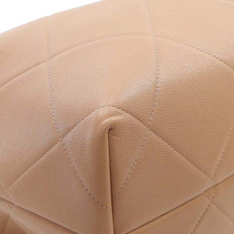 Pre Owned Chanel Brown Quilted Caviar A Real Catch Shopping Tote