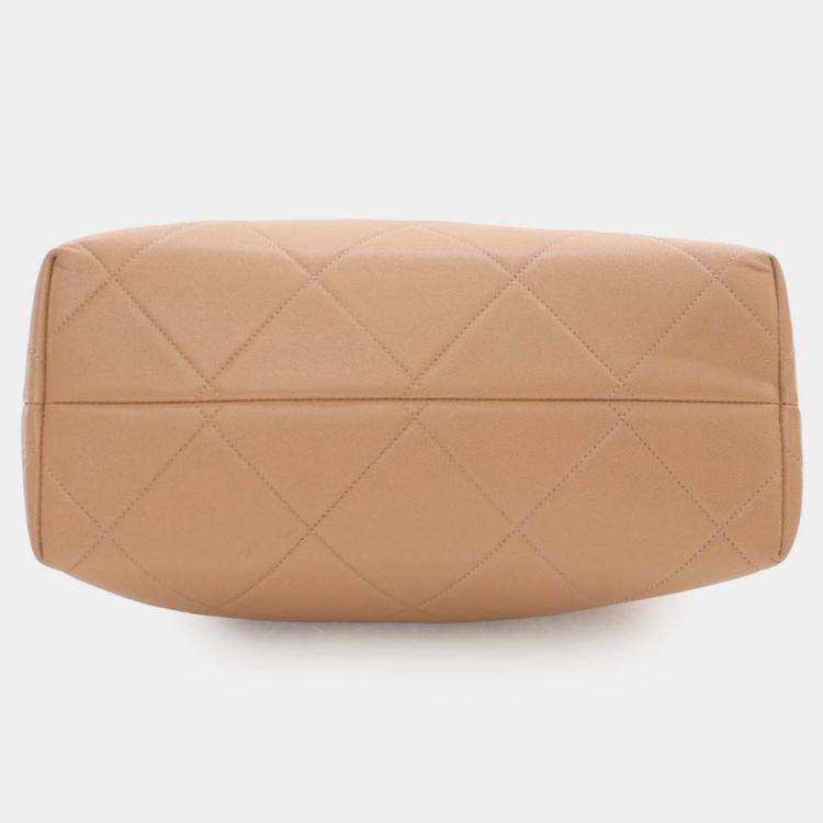 Pre Owned Chanel Brown Quilted Caviar A Real Catch Shopping Tote