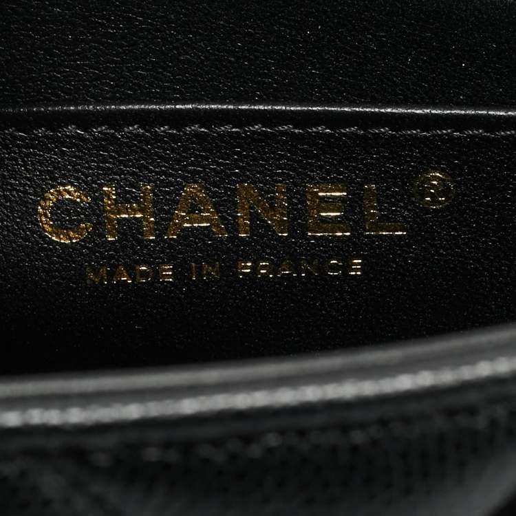 Pre Owned Chanel Retro Twist Black Quilted Caviar Leather Top Handle Bag