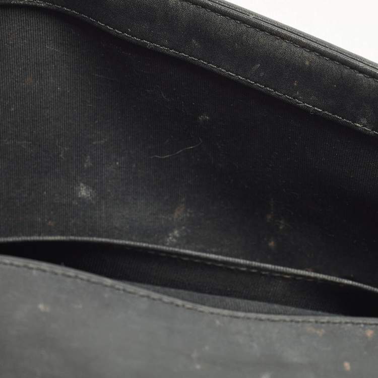 Pre Owned Chanel Boy Medium Black Chevron Leather Flap Bag