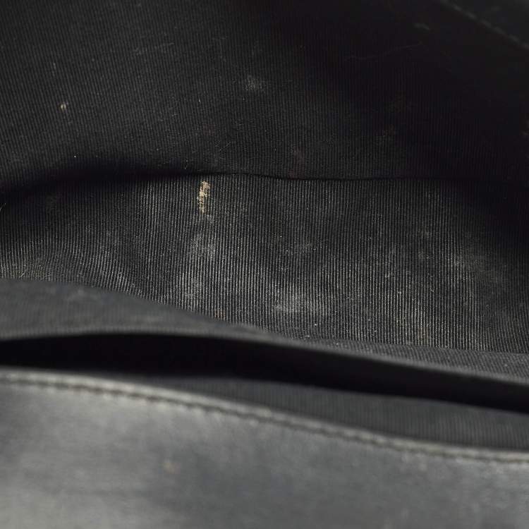 Pre Owned Chanel Boy Medium Black Chevron Leather Flap Bag