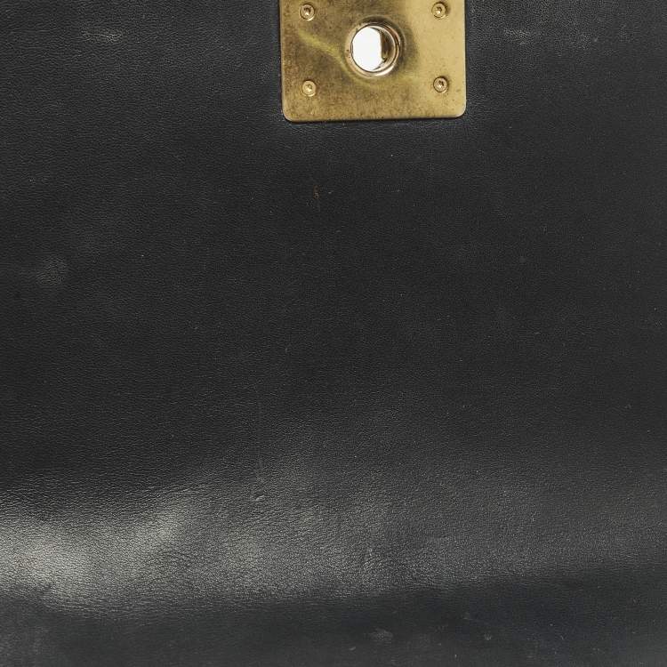 Pre Owned Chanel Boy Medium Black Chevron Leather Flap Bag