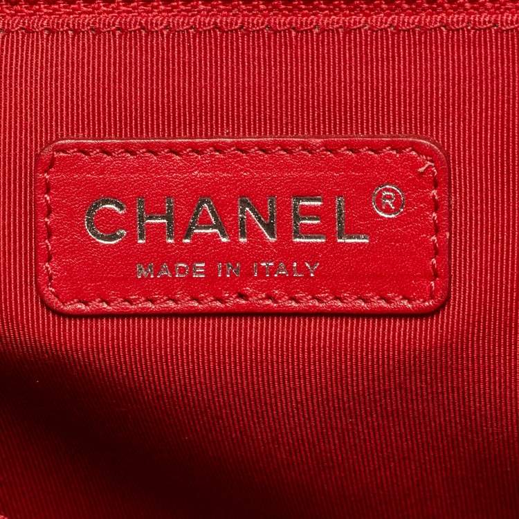 Pre Owned Chanel Boy Large Black/Red Quilted Leather Flap Bag
